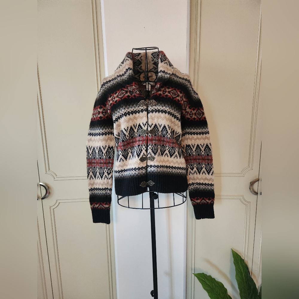 Vintage Susan Bristol Size Small Multicolor Wool Sweater, Nordic, Boho, Scandi